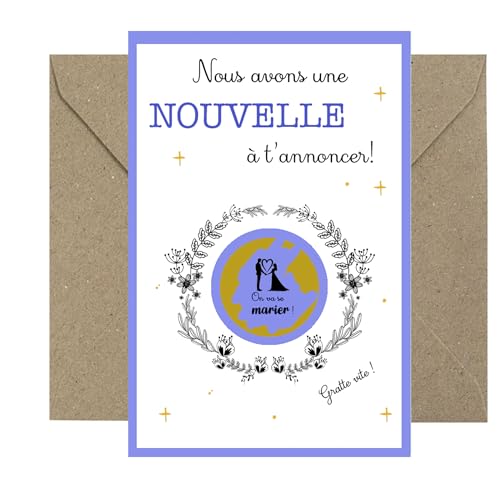 H&J créations Carte à gratter : On va se marier ! - Annonce de mariage
