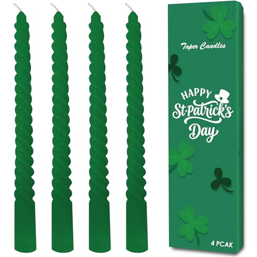 Topsics Lot de 4 bougies coniques torsadées en spirale, non parfumées, 25,4 cm de haut, cadeau pour la Saint-Valentin, bougies coniques roses et violettes...