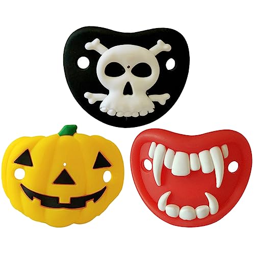 Garneck 3 Piezas Pulpa de esqueleto de calabaza tontos chupete Víspera de Todos artículo baberos juguete para bebés gel de sílice