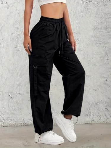 Image of Leriya Fashion Cargo Pants For Woman | Trousers For Womans |High Waist PolyCotton Trouser for Women - Flared Parachute Pants with Side Pockets |Womens Cargo Pant | Track Pant For Womans |Elegant for College & Events (Available in Plus Size)