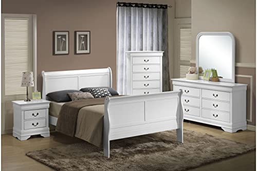 GTU Furniture Classic Louis Philippe Styling White 5Pc Wooden Twin Bedroom Set - Thumbnail 2