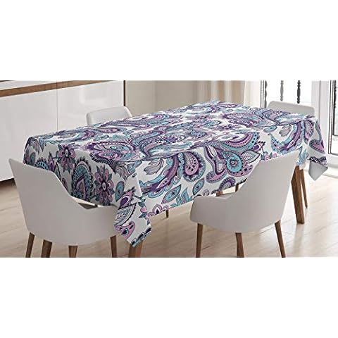 Ambesonne Paisley Tablecloth with Floral Pattern Cover