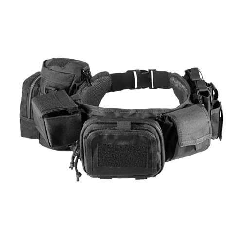 CrogaGear Molle Tactical Belt Quick-Release System - Law Enforcement Adjustable Duty Gear 7-in-1 Set (Black)