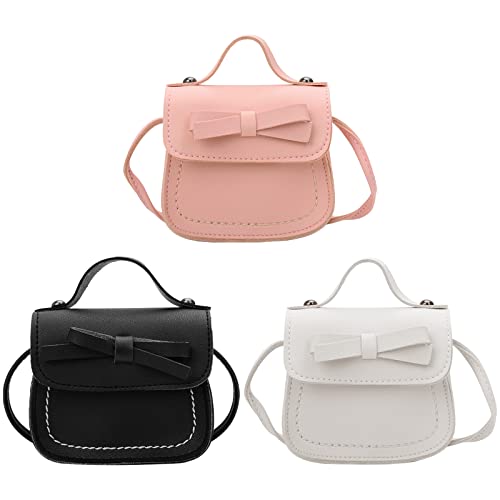 SOTOGO 3 Pieces Little Girls Crossbody Purses Toddler Mini Cute Princess Handbags Shoulder Messenger Bag for Kids, Bowknot Style