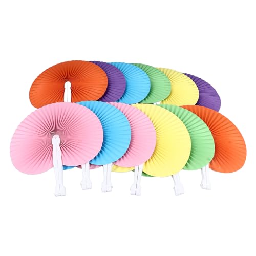 Fans de papel de 12 piezas, ventilador de manos, ventiladores de papel portátiles con diseño plegable para viajes, fiestas, uso al aire libre