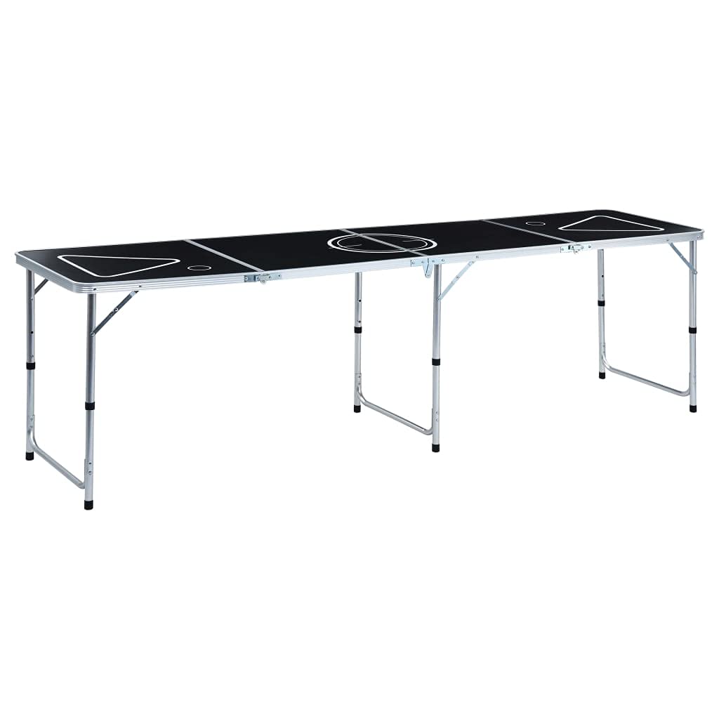 Tavolo da Beer Pong pieghevole con tazze e palline, portatile, pieghevole, regolabile in altezza, per feste, giardino, campeggio, JGA, all'aperto, in alluminio resistente, design leggero