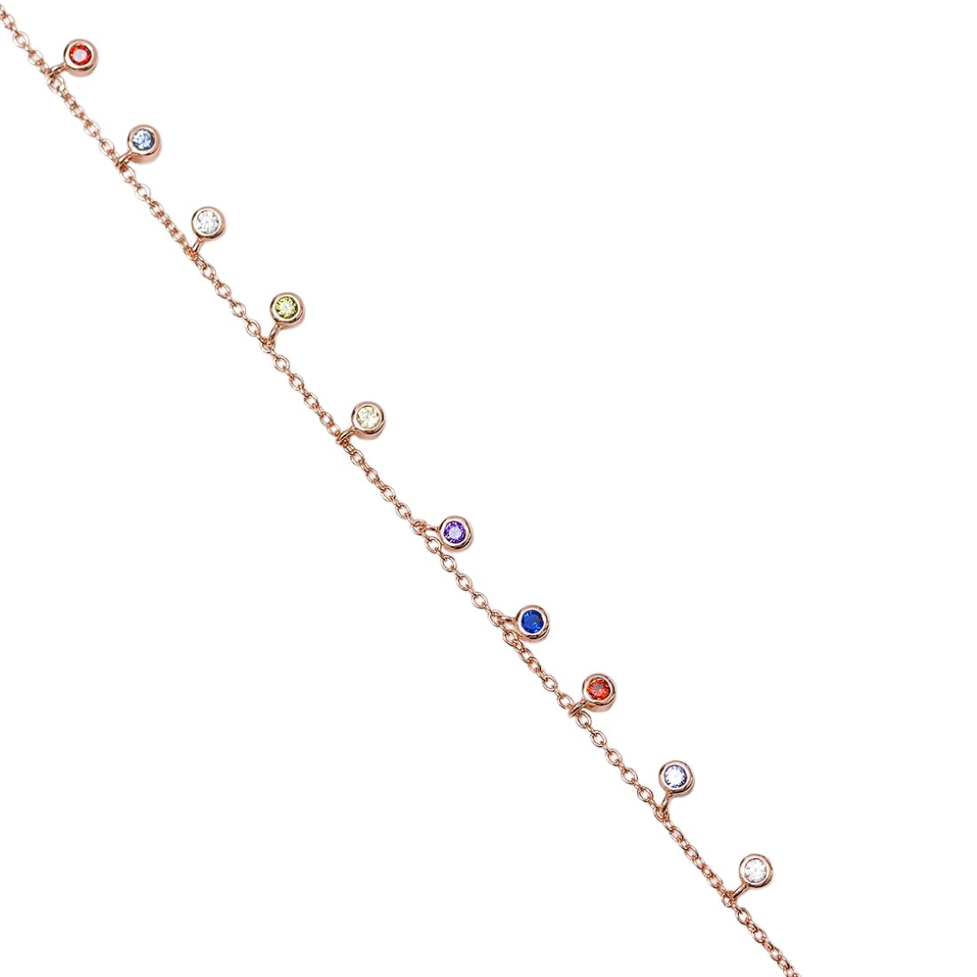 925 Sterling Silver Cubic Zirconia Circular Rose Gold Plating Hanging charm anklet (Single) | Gift for Women & Girls | With Certificate of Authenticity & 925 Stamp|Mother's Day-image-30