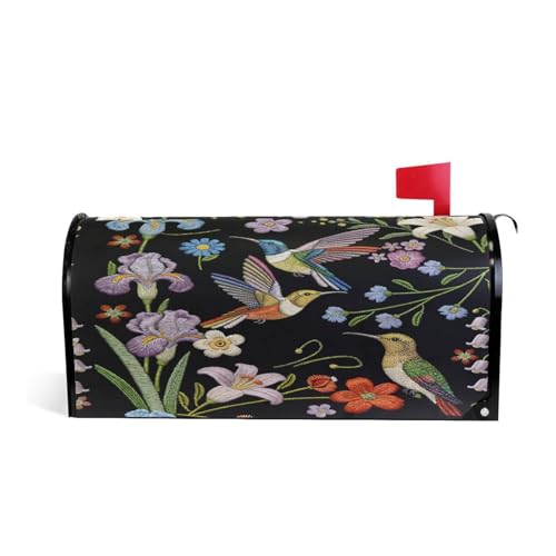 WOOR Hummingbirds and Exotic Flowers Magnetic Magnetic Mailbox Cover Standard Size for...