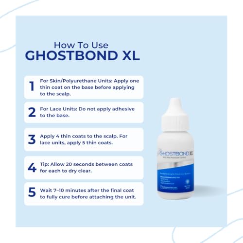 ghostbond xl hair replacement adhesive 13oz- invisible wig bonding glue water amp oil-resistant non-toxic light hold for secure and natural-looking poly and lace hairpiece wigs amp toupee systems