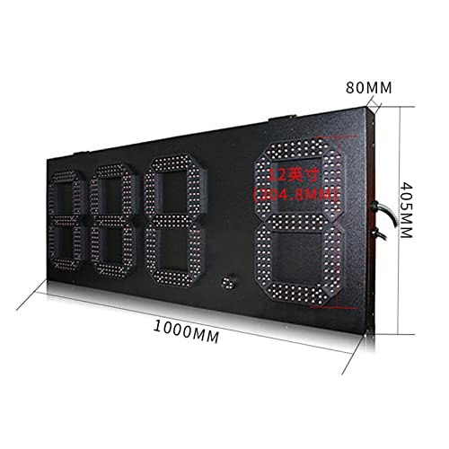 Cronómetro digital LED resistente al agua, caja de hierro para intervalos, formato 888.8, pantalla roja de alta luminosidad, tablero digital para precios de gasolina, reloj-temporizador para gimnasio (12 pulgadas) miniatura 7