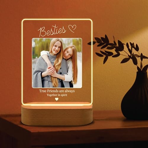 Image of Giftplease Customized LED Light Photo Frame for Friends | Personalized Lamp with Friendship Quote | Best Friend Gift for Birthday, Farewell, Friendship Day | Tabletop Frame 6x7.25 Inch FR 03