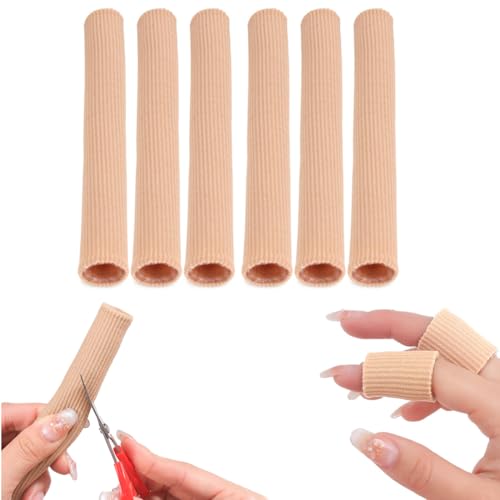 KIRZAX - 6 protectores de silicona para dedos (3 tamaños), tubo cortable, almohadillas de gel, vendaje tubular para amortiguar callos, ampollas y callosidades en dedos de pies y manos.