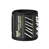 Magnetic Wristband with 20 Strong Magnets for Holding Screws Nails Drill Bits Gifts Gadgets Tools, Best Christmas Gift for Men, Father/Dad, Husband, Boyfriend, DIY Handyman, Women-Black