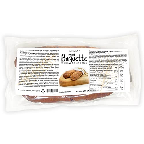 1 paquete de 2 MINI BAGUETTES proteínicas Line@diet, semi-integrales, con omega 3 | 30% de proteínas | veganas (2 Baguette)
