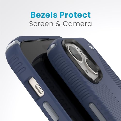 Image of Speck Presidio2 Grip Blue /Grey /White - MagSafe Compatible, Slim iPhone 15 Plus Case (6.7 inch)