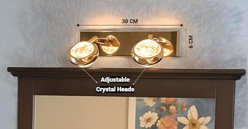 Image of FILLISKA 3 in 1 Double Wall spot /Picture /Display /Mirror Light with Adjustable Head and Colour Changing Function (Crystal Gold-6518)(1 Year Warranty)