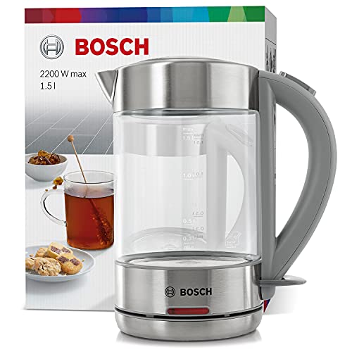 Bosch kabelloser Wasserkocher TWK7090B, Abschaltautomatik, Überhitzungsschutz, einfache Bedienung, hitzebeständiges Glas… – Bild 3