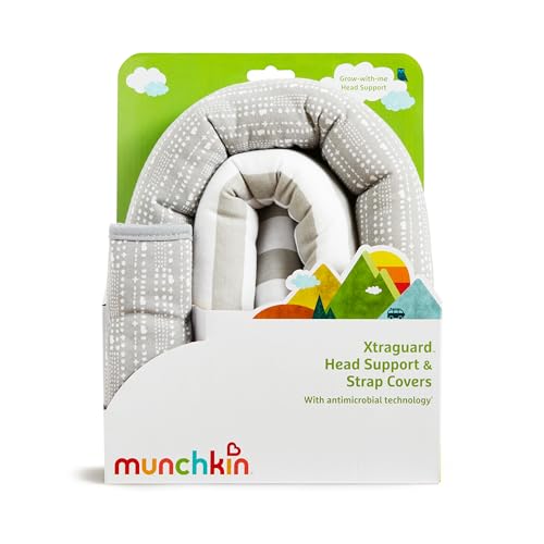 Image of Munchkin XtraGuard Head Support & Strap Cover for Baby Car Seats with Silver-Ion Technology, Dots (Pack of 6)