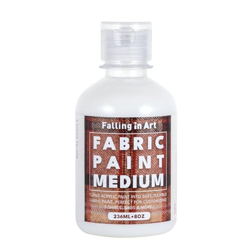 Falling in Art 8 Oz Professional Fabric Paint Medium for Fabric Painting Acrylic Fabrics Medium for T-Shirts Bags and DIY Projects