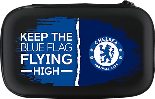 FOCO Officially Licensed Chelsea Football Club Darts Case The Blues Storage Wallet, Blue Flag (W458), Black, 140mm x 220mm x 50mm