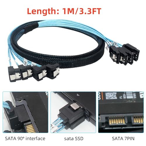 Cables SATA 90 grados 3.3 pies set 4 unidades miniatura 5