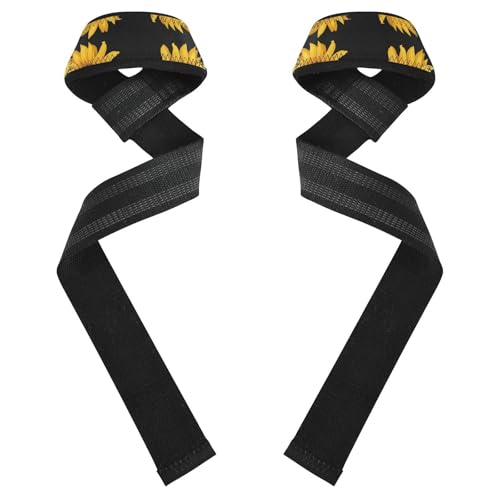 STAYTOP Sunflowers Wrist Straps for Weightlifting,Lifting Straps with Neoprene Cushioned Wrist Padded and Anti-Skid Silicone for Strength Training,Bodybuilding,Deadlifting