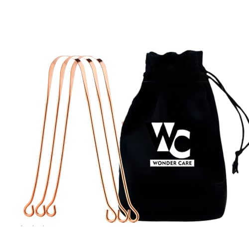 Image of Wonder Care - 100% Copper Tongue Scraper Tongue cleaner Ayurvedic for Optimal Oral Hygiene (3Pcs Round+Pouch)