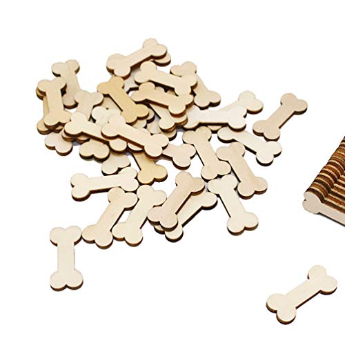 VORCOOL 50Pcs unvollendete Holz Hundeknochen Ausschnitte bereit zu malen oder zu dekorieren für Holz Handwerk und DIY-Projekte