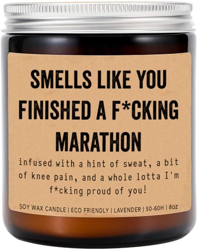 Smells Like You Finished A F*Cking Marathon Candle - Marathon Candle - Gift for Marathon Runner - End of Marathon Candle - Marathon Day Gift - Lavender Fragrance - 8Oz Soy Wax Candle