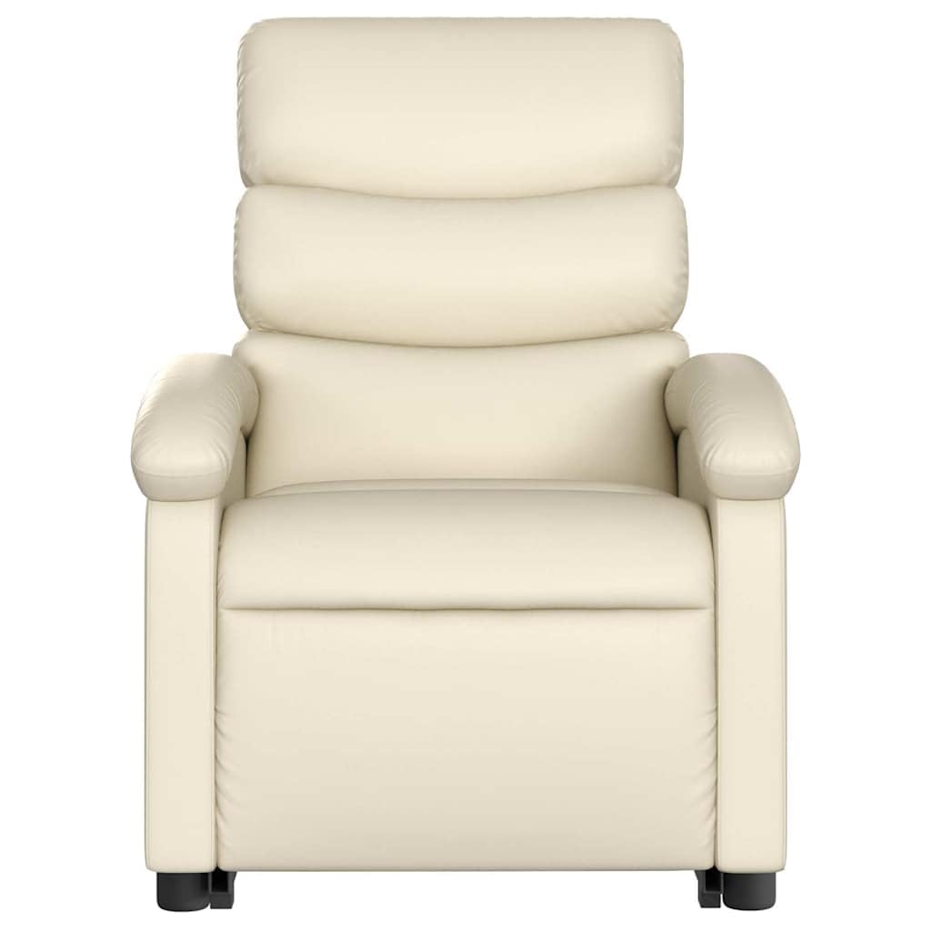 Sillón elevador reclinable con masaje de 6 puntos, de piel sintética, función de elevación eléctrica y reclinación manual, estructura estable de madera y metal,