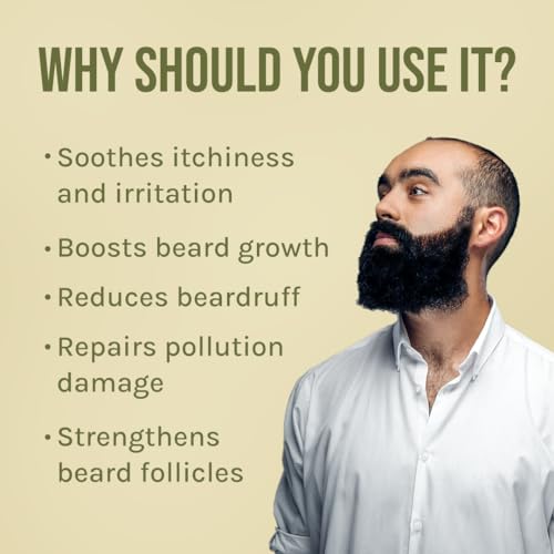 Image of India Hemp Organics Hemp Beard Oil 30ml | Enriched with Rosemary, Almond, Red Raspberry, Flax Seed & Black Seed Oils | For Patchy Beard | Supports Thicker & Softer Beard