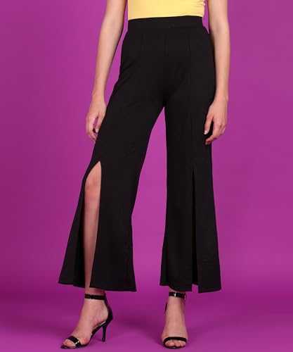 Image of POPWINGS Casual Two Slit Trouser for Women | High-Waist Trouser for Women | Casual Stylish Trouser for Women | Wide-Leg Trouser for Women