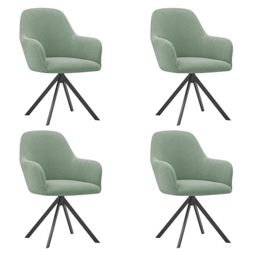 Fundas elásticas para sillas de comedor con reposabrazos, protector de silla giratoria, funda para silla de escritorio de oficina, para tocador, sala de estar y dormitorio, color verde, juego de 4