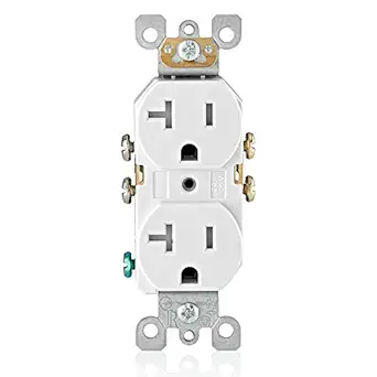 Leviton 20 Amp Tamper-Resistant Duplex Outlet, T5820-W, White