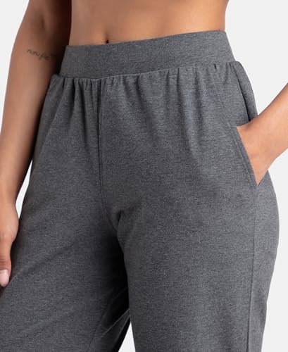 Image of Jockey 1302 Women's Super Combed Cotton Elastane Stretch Relaxed Fit Trackpants with Side Pockets