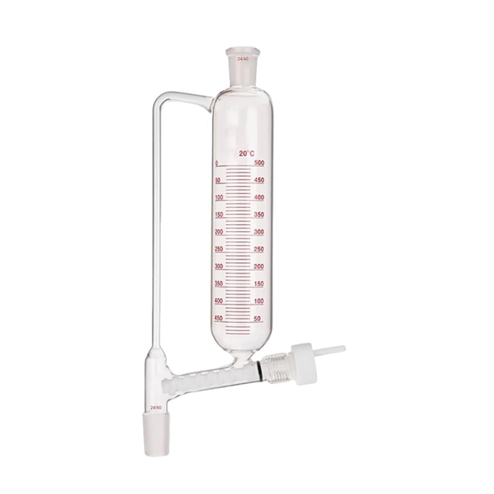 Adapter ze szkła borokrzemowego, Laboratoryjny lejek do proszków 24/40 ze szkła borokrzemianowego i zaworem z PTFE, 100-1000 ml(500ML)