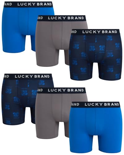 Lucky Brand Mens Boxer Briefs - 6 Pack Super Soft Stretch Mens Underwear Boxer Briefs with No Fly Pouch Boxers for Men