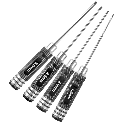 MDLHOBBY RC Hex ScrewDriver Set - 4pcs 1.5mm 2.0mm 2.5mm 3.0mm Hex Allen Screwdriver Kit for RC Car 1/10 Helicopter & Repair Tools Durable RC Screwdriver Set for Precision Maintenance