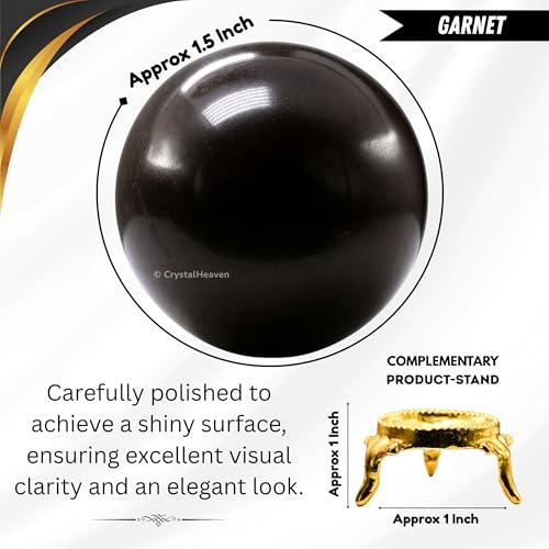 Image of Certified Garnet Crystal Ball for Meditation - Premium Crystal Vastu Items for Home and Feng Shui Items for Good Luck - Ideal for Pooja Supplies and Spiritual Practices (1.5 inch Inch)