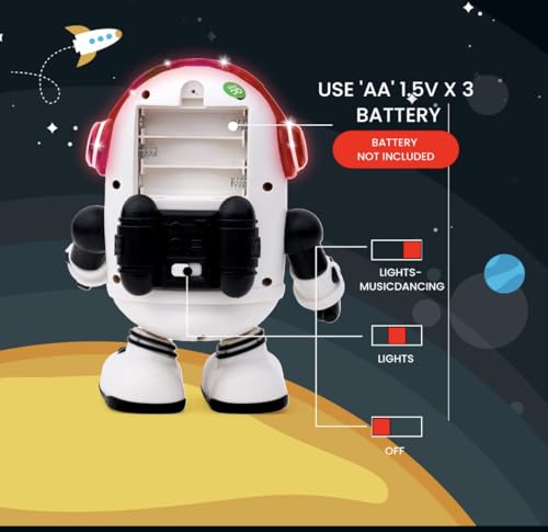Image of Dancing Space Panda Robot Toy with Light Effects and Musical Sound, White and Black, 18.5 cm, Battery Powered, for Toddlers, Babies, Girls and Boys