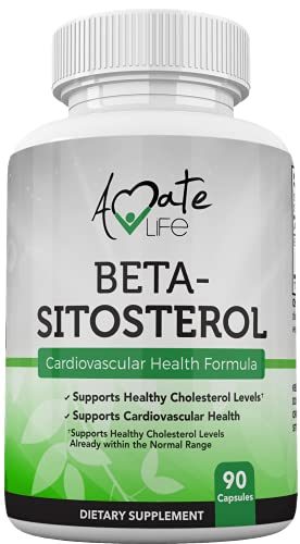 Beta Sitosterol Plant Sterols Supplement to Support Healthy Cholesterol Levels, Cardiovascular and Prostate Health for Men and Women 60 Capsules 500mg by Amate Life