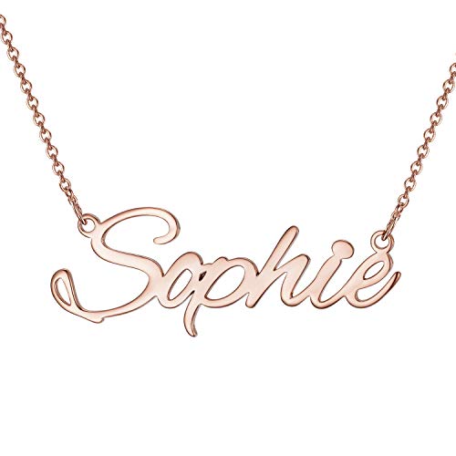 LONAGO Personalized Name Necklace 18K Gold Plated 925 Sterling Silver Custom Made Any Nameplate Pendant Jewelry for Women Mom
