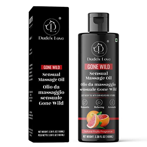 Dude's Love, Gone Wild - Olio da massaggio sensuale fruttato - Disintossicazione mentale, intimità e stimolazione | Miscela di oli da massaggio commestibili- Per uomini e donne, 100 ML