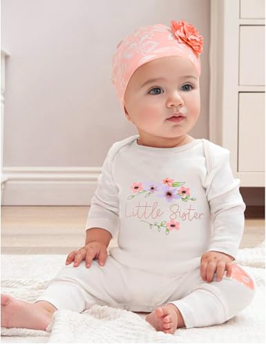 Baby Girl Clothes Patter&Letter Baby Girl Romper with Bow Hat&Headband and Gloves 4Pcs Baby Girl Coming Home Outfit3