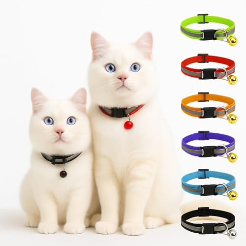 Image of Adjustable Cat Collar with Bell | Soft & Comfortable Kitten Collar | Breakaway Safety Design for Indoor & Outdoor Cats | Lightweight, Durable & Stylish (Orange)