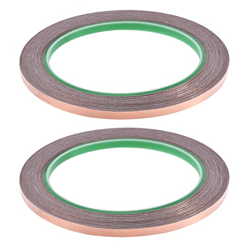 Image of Copper Foil Tape Conductive Adhesive Double Sided, [for EMI Shielding, Stained Glass, Paper Circuits, Grounding] - 3 /16 inch /66ft /2 Roll