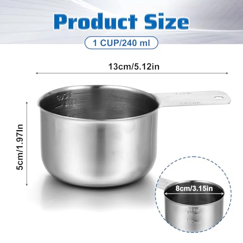 Vaso medidor de acero inoxidable 240 ml con mango miniatura 2