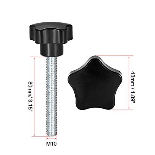 Uxcell Star Knob Grip M10 X 80Mm Male Thread Steel Zinc Stud Replacement Pp #TOP1