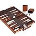 Crazy Games Backgammon Set - 11 inches Classic Board Game for Adults and Kids with Premium Leather Case - with Strategy & Tip Guide (Brown, Small)