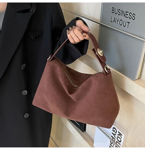 Slouchy Shoulder Bag Suede Soft Hobo Crossbody Bag with Adjustable Retro Y2K Shoulder Purse Vegan Handbag2